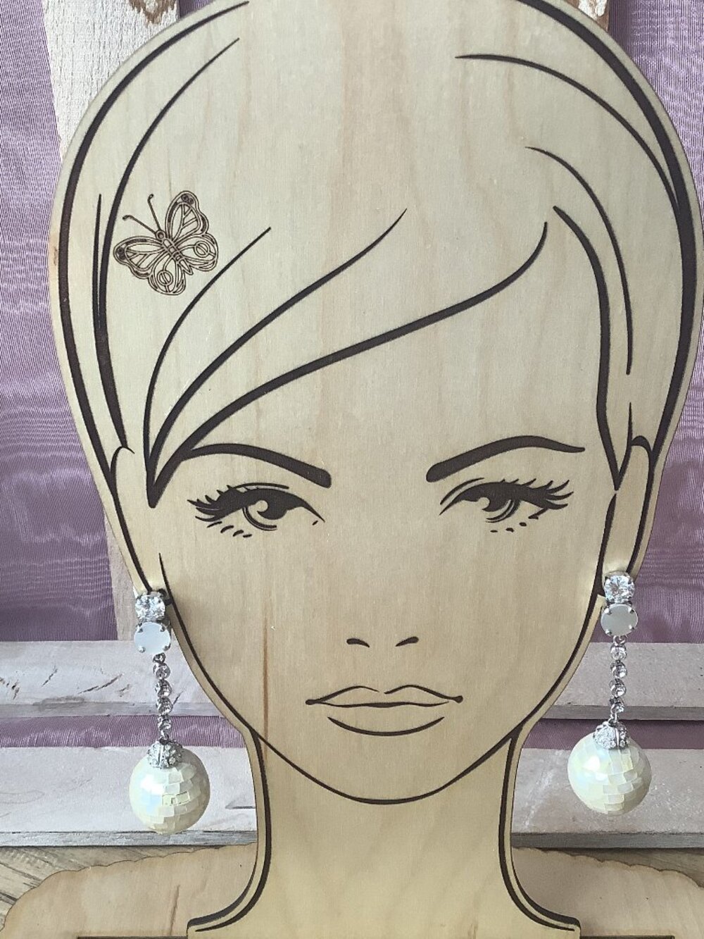 Vintage Carlo Zini Rhinestone and Mother of Pearl Drop Clip Earrings